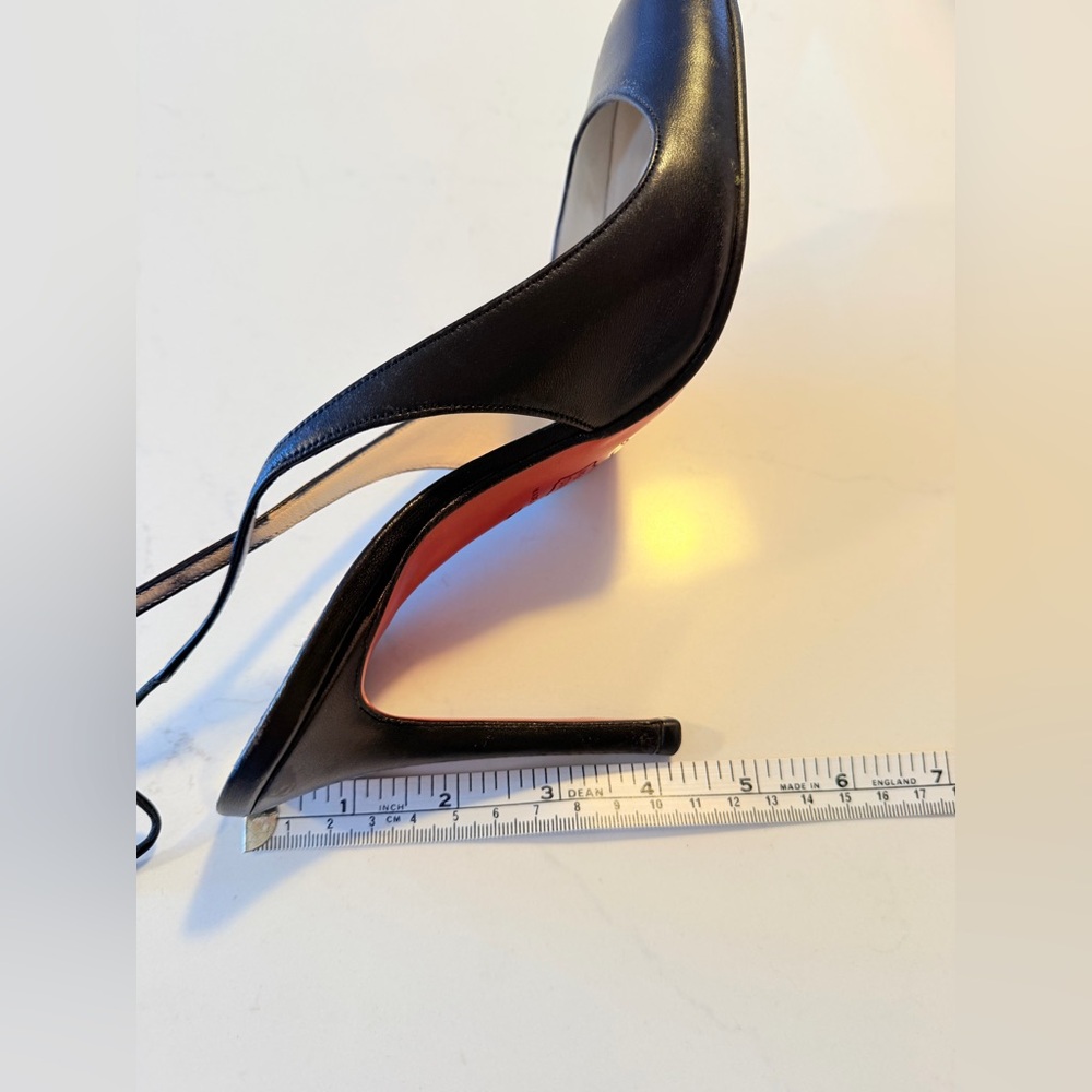Christian Louboutin Black Heels Ankle Lace Tie with Red Soles - Picture 16 of 16